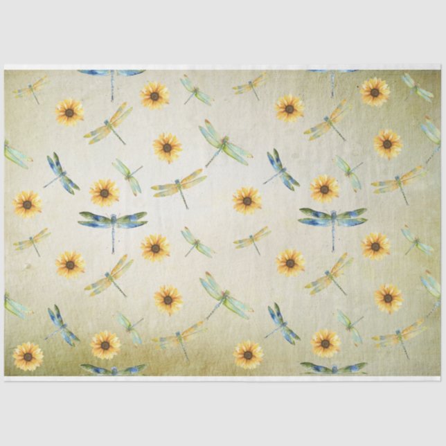Sunflower and Dragonfly Series Design 6 Tissue Paper (Front)