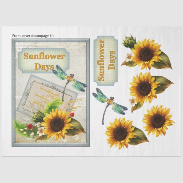 Sunflower and Dragonfly Series Design 9 Tissue Paper (Front)