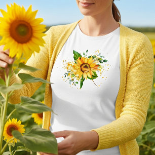 Sunflower and dragonfly splatter fall T-Shirt