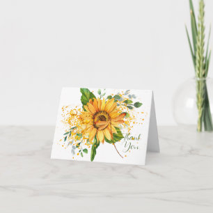 Sunflower and dragonfly splatter fall  thank you c card