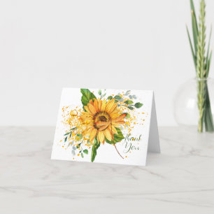 Sunflower and dragonfly splatter fall  thank you card