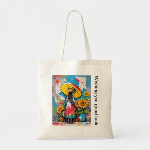 Sunflower and Girl Tote Bag