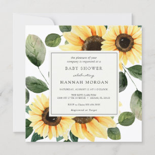 Sunflower and Greenery Baby Shower Invitation