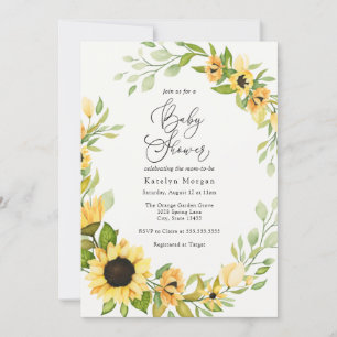 Sunflower and Greenery Baby Shower Invitation