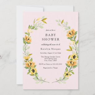Sunflower and Greenery Wreath Baby Shower Invitati Invitation