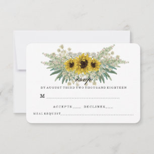 SUNFLOWER AND GREENS WEDDING RSVP CARD