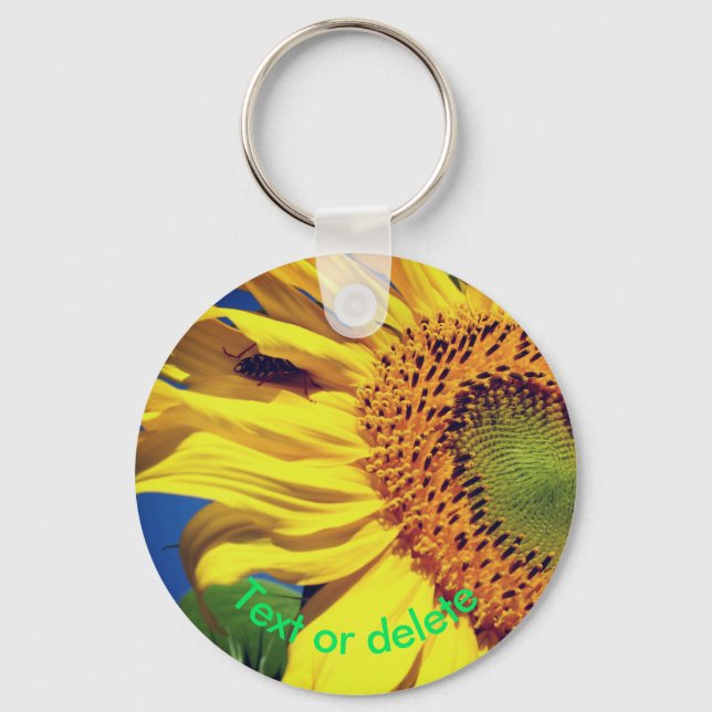 Sunflower And Guest Personalised Key Ring (Front)