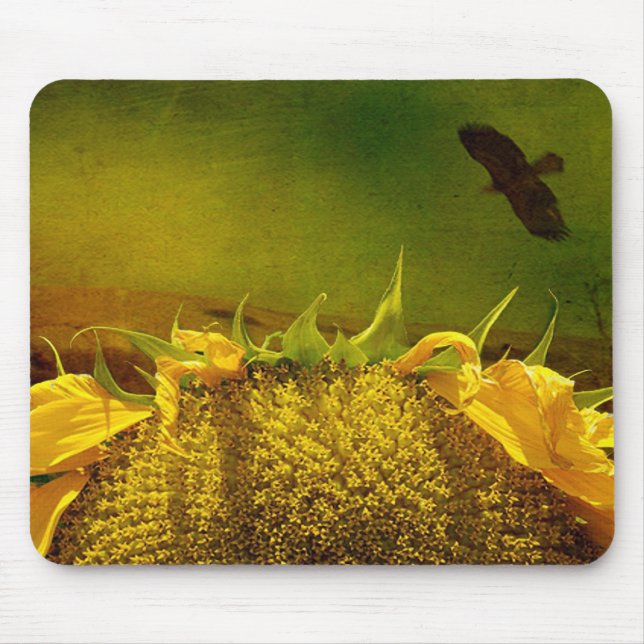 Sunflower and Hawk Mouse Mat (Front)