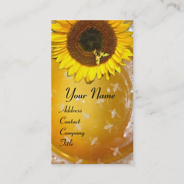 SUNFLOWER AND HONEY BEE ,BEEKEEPING, BEEKEPER BUSINESS CARD (Front)