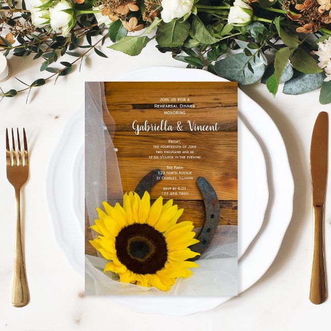 Sunflower and Horseshoe Country Rehearsal Dinner Invitation (Creator Uploaded)