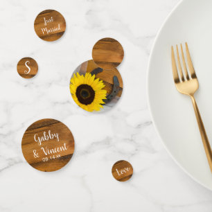 Sunflower and Horseshoe Country Western Wedding Confetti
