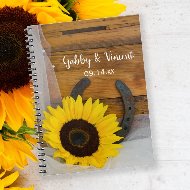 Sunflower and Horseshoe Country Western Wedding Notebook (Creator Uploaded)