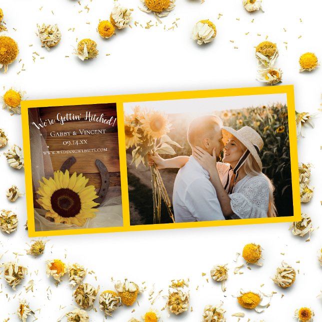 Sunflower and Horseshoe Country Western Wedding Save The Date (Creator Uploaded)