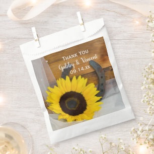 Sunflower and Horseshoe Western Wedding Thank You Favour Bags