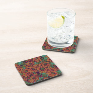 Sunflower and leaf camouflage pattern on coaster