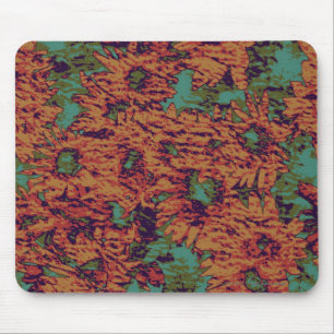 Sunflower and leaf camouflage pattern on mouse mat