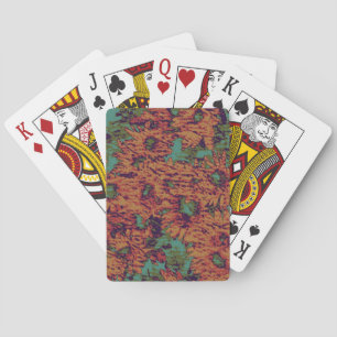 Sunflower and leaf camouflage pattern on playing cards