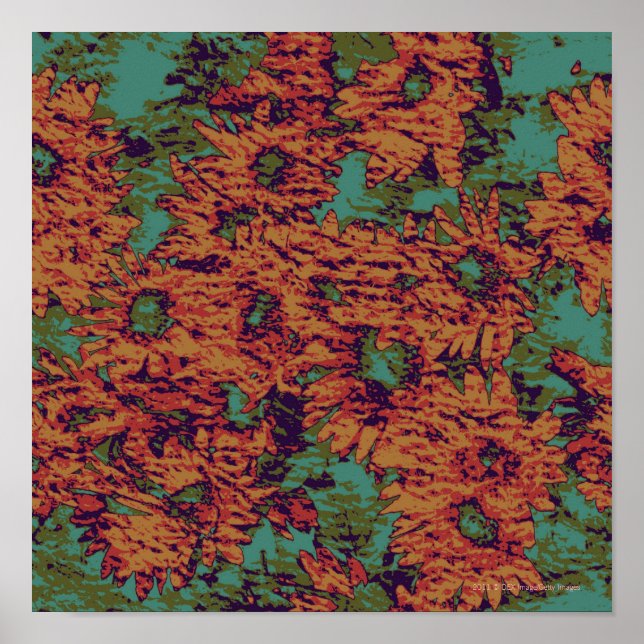 Sunflower and leaf camouflage pattern on poster (Front)