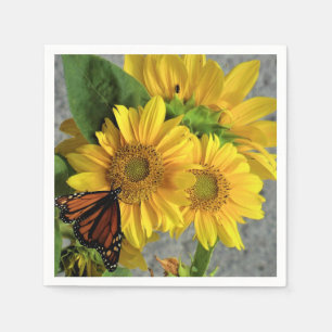 Sunflower and Monarch Butterfly Paper Napkins