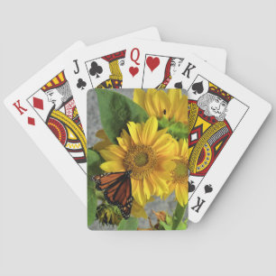Sunflower and Monarch Butterfly Playing Cards