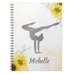 Sunflower and  Pink Watercolor Gymnastics  Notebook