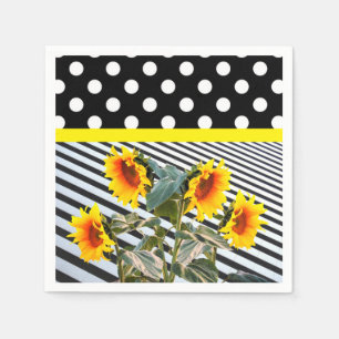 Sunflower and Polka Dot Paper Party Napkins