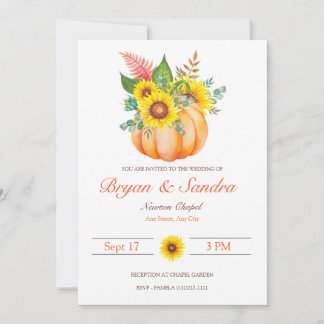 Sunflower and Pumpkin Fall Wedding Invitation