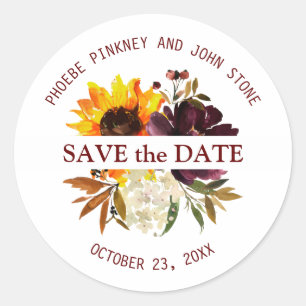 Sunflower and Rose Save the Date Envelope Seal
