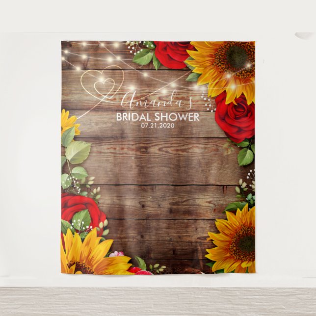 Sunflower and Roses Backdrop - Photo Prop Tapestry (Front)