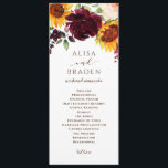 Sunflower and Roses Burgundy Red Fall Wedding Programme<br><div class="desc">Sunflower & Burgundy Roses Watercolor Wedding Ceremony Programs: This wedding program features a beautiful sunflower and burgundy roses watercolor bouquet at the top. The back has room for your wedding party along with a wreath with the words "thank you" at the bottom.</div>