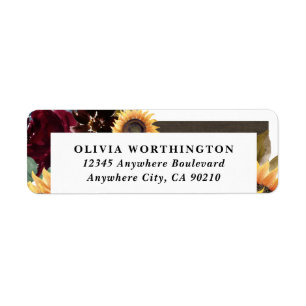 Sunflower and Roses Burgundy Red Navy Blue Wedding