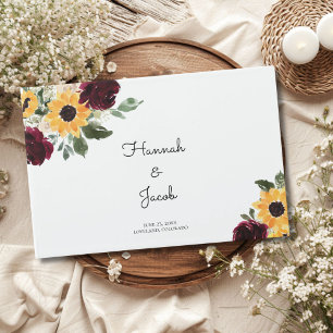 Sunflower and Roses Rustic Country Wedding Guest Book