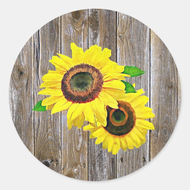 Sunflower and Rustic Wood Stickers (Front)