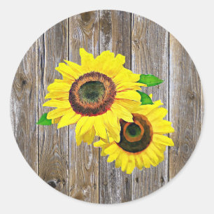 Sunflower and Rustic Wood Stickers