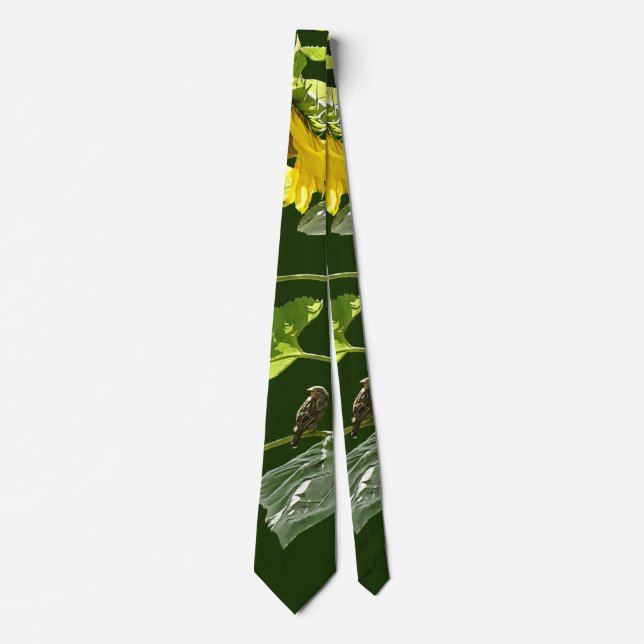 Sunflower and Sparrow Tie (Front)
