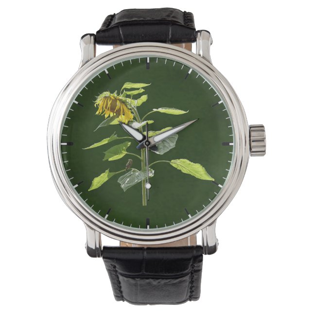Sunflower and Sparrow Watch (Front)