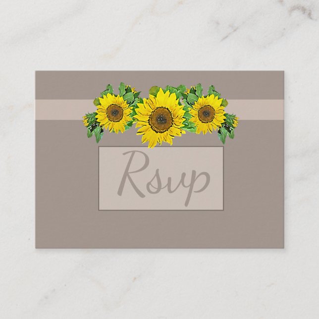 Sunflower and Stripes RSVP enclosure card (Front)