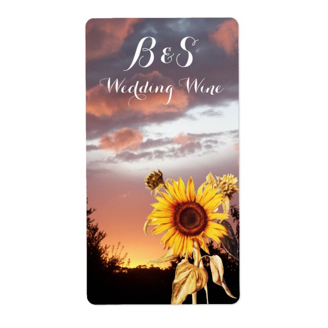 SUNFLOWER AND SUMMER SUNSET WEDDING WINE MONOGRAM (Front)