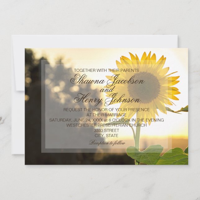 Sunflower and Sunset Wedding Invitation (Front)