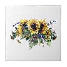 Sunflower and Wildflower Bouquet Tile