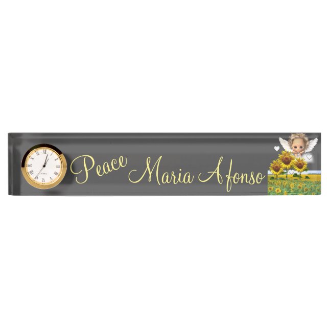 Sunflower Angel Desk Nameplate (Front)