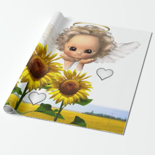 Sunflower Angel Matte Wrapping Paper
