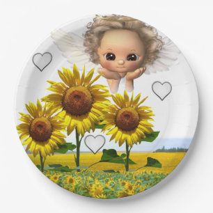 Sunflower Angel Paper Plates