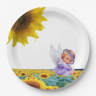Sunflower Angel Paper Plates