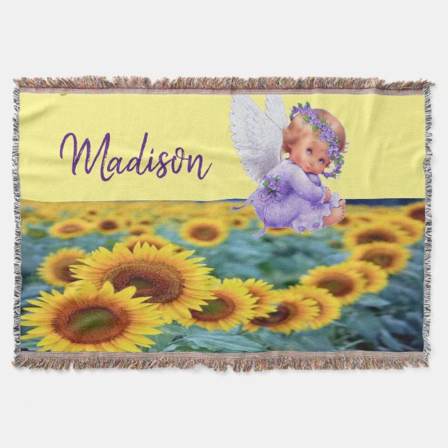 Sunflower Angel Throw Blanket (Front)