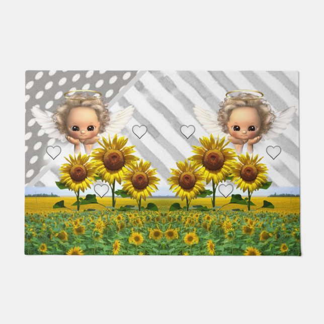 Sunflower Angels  Door Mat (Front)