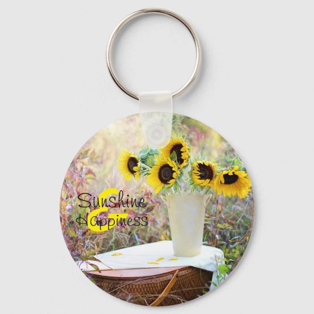 Sunflower Arrangement Sunshine & Happiness Key Ring (Front)