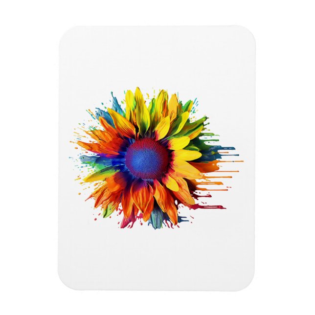 Sunflower Art Abstract Flower Painting Artwork Sun Magnet (Vertical)