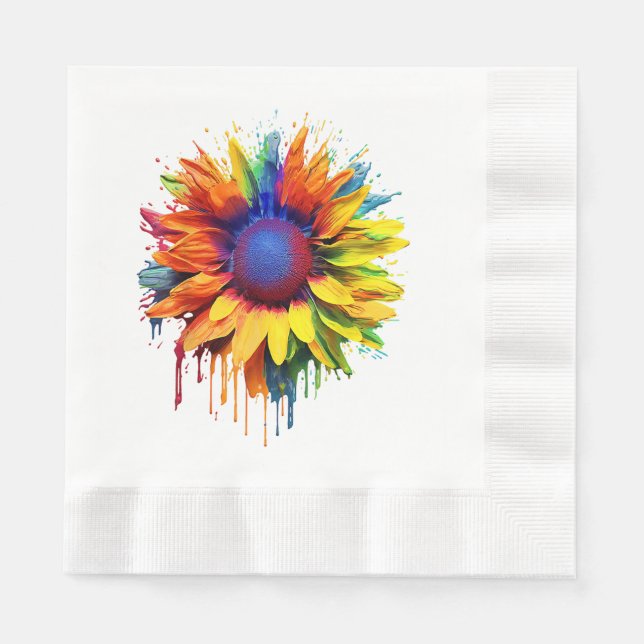 Sunflower Art Abstract Flower Painting Artwork Sun Napkin (Front)
