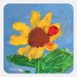 Sunflower "Art by Kids" Square Sticker